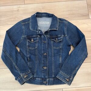 Old Navy Rockstar Denim Jacket Women's M Blue Stretch Jean Trucker